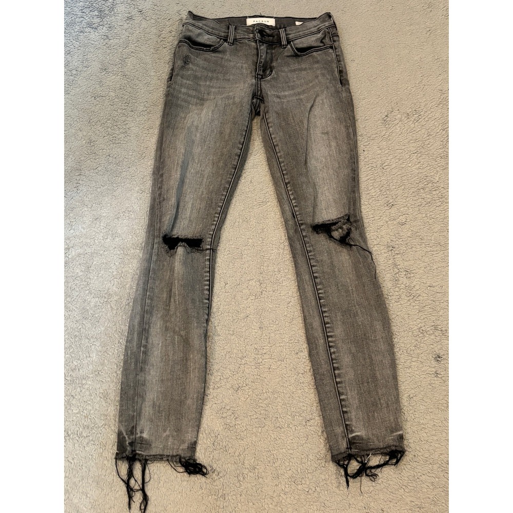 PacSun Ankle Jegging Gray Distressed Raw Hem Super Stretch Jeans Size 23